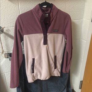 Columbia Maroon and Beige Fleece Pullover